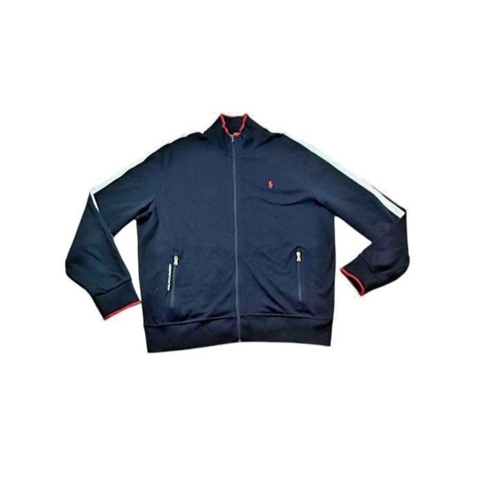 Polo Ralph Lauren Performance Jacket Mens Size XL Black Track Full Zip Pony Logo